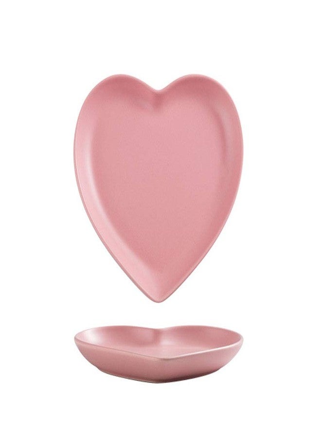 FUYU 2pcs Colorful Matte Heart Shaped Ceramic Dinner Plate for Salad, Dessert, and Steak - Image 1